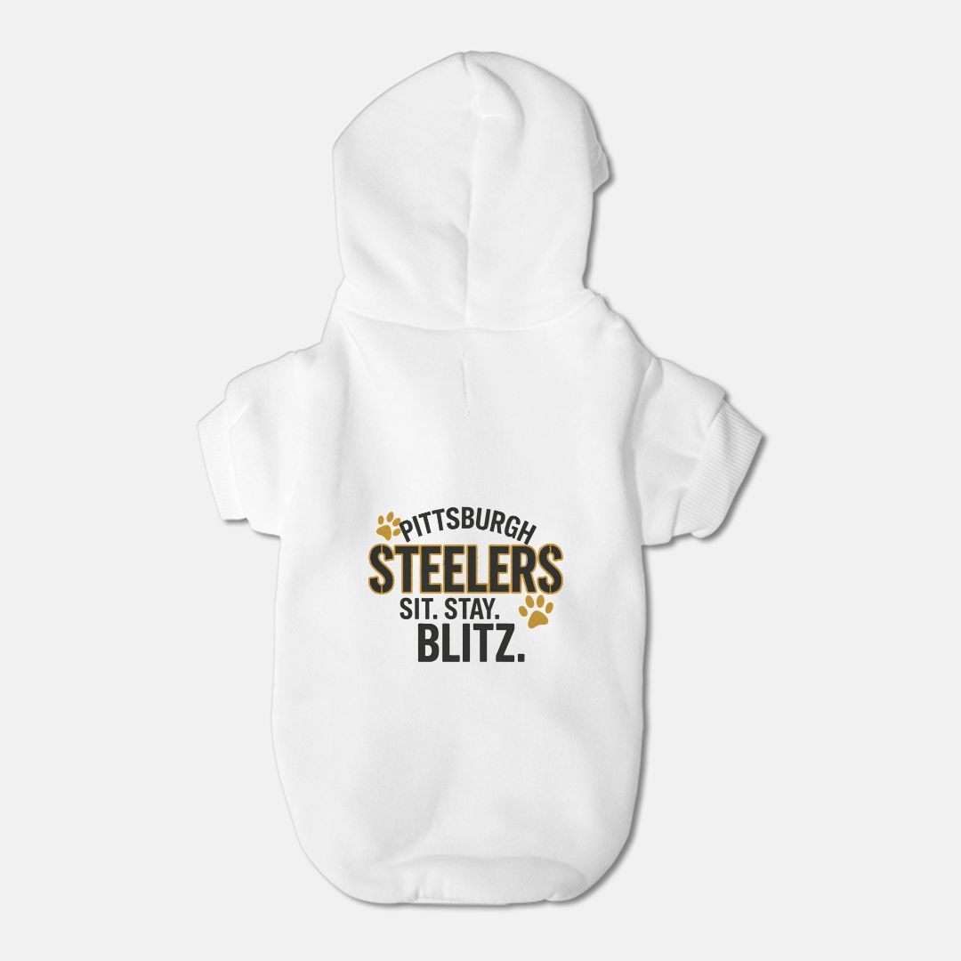 Steelers Football Dog Cat Pet Fleece-Lined Sweatshirt Hoodie - Small Breed