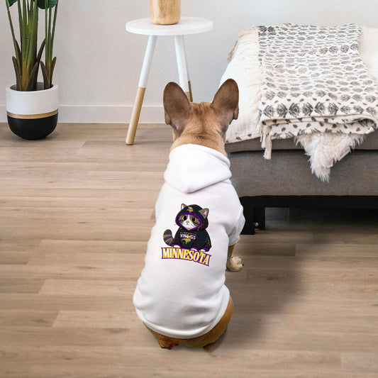 Vikings Football Dog Cat Pet Fleece-Lined Sweatshirt Hoodie for Small Breeds