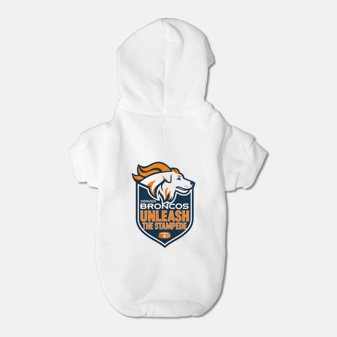 Broncos Football Dog Cat Pet Fleece-Lined Sweatshirt Hoodie - Small Breed