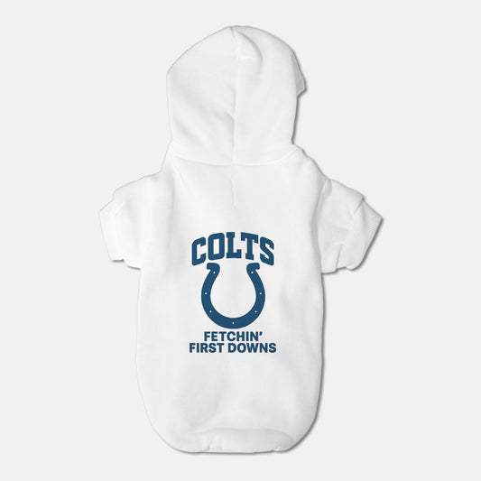 Colts Football Dog Cat Pet Fleece-Lined Sweatshirt Hoodie - Small Breed