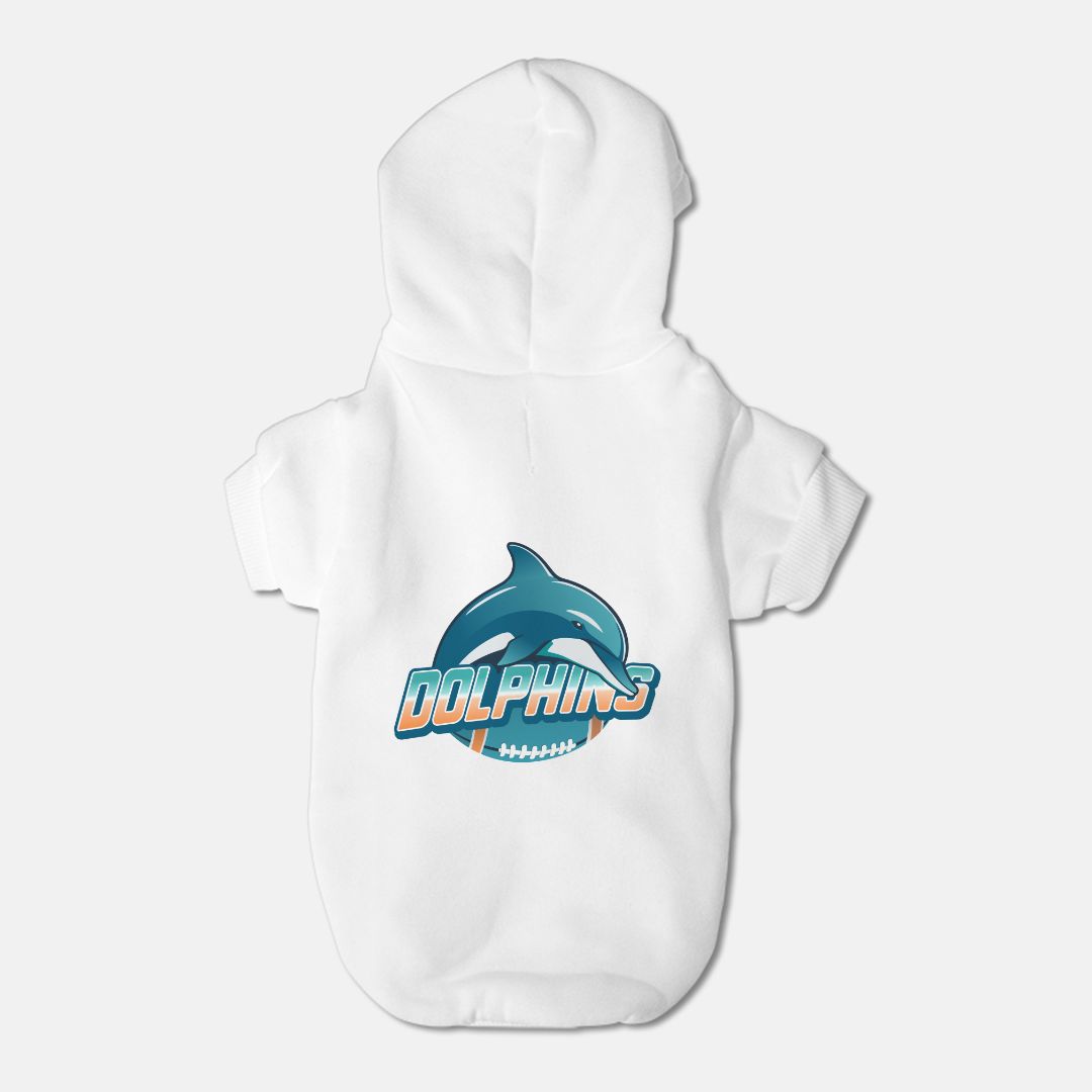 Dolphins Football Fleece-Lined Dog Pet Sweatshirt Hoodie -  Small Breed
