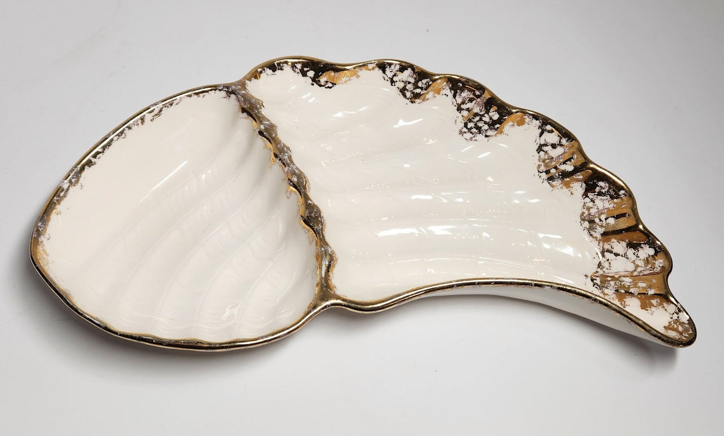 Vintage California Pottery Mid Century Modern Hollywood Regency Chips and Dip "Wing" Serving Tray