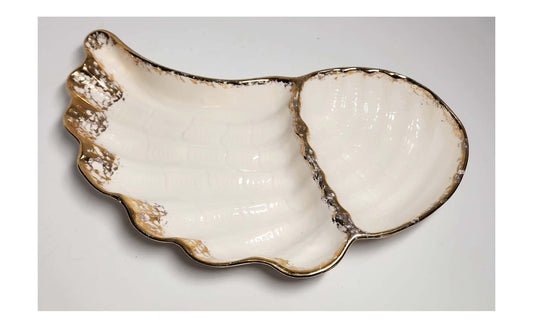 Vintage California Pottery Mid Century Modern Hollywood Regency Chips and Dip "Wing" Serving Tray