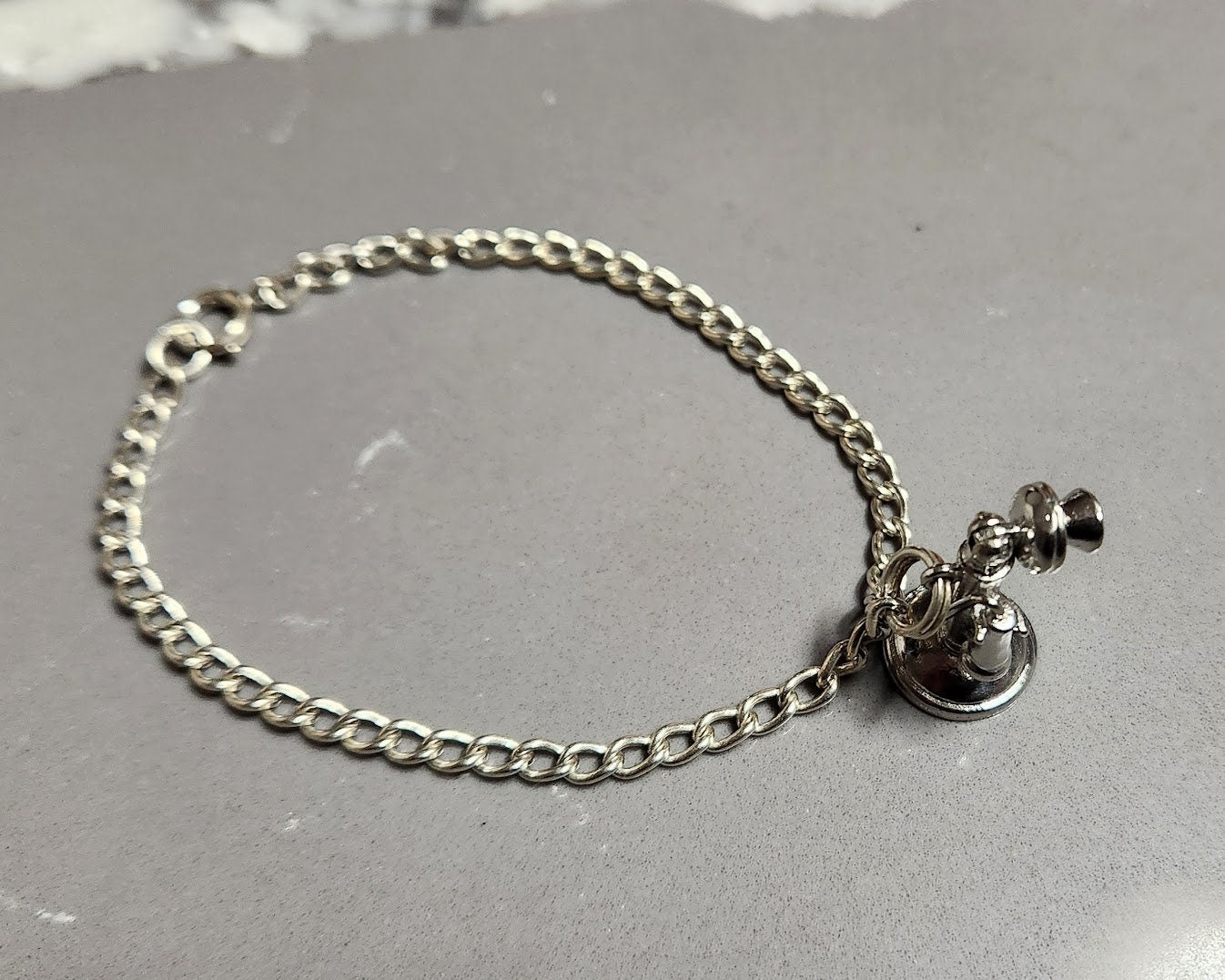 Vintage Wells Sterling Silver 925 Early Candlestick Stick Telephone Charm and Bracelet