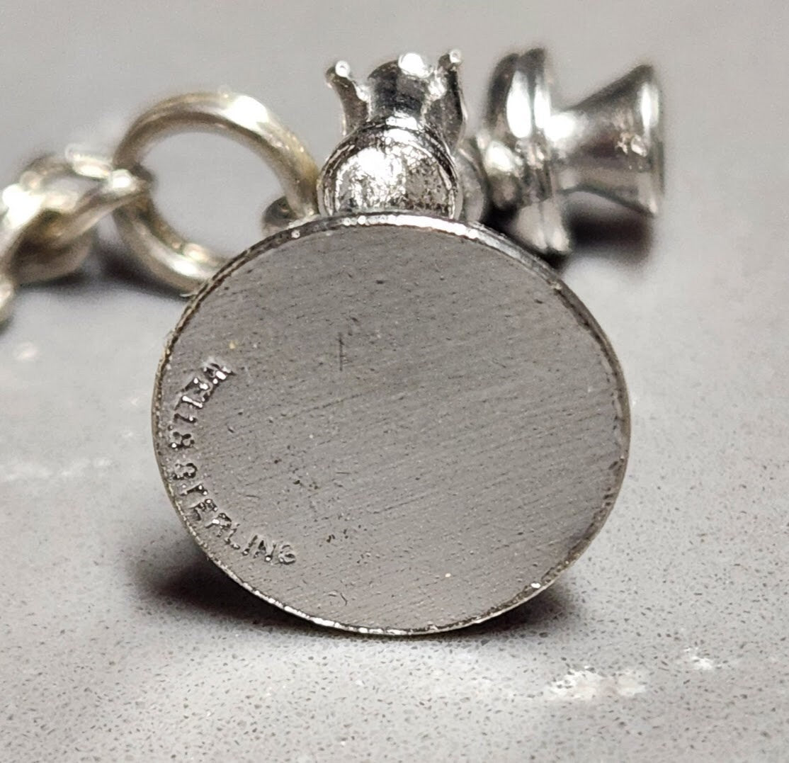 Vintage Wells Sterling Silver 925 Early Candlestick Stick Telephone Charm and Bracelet