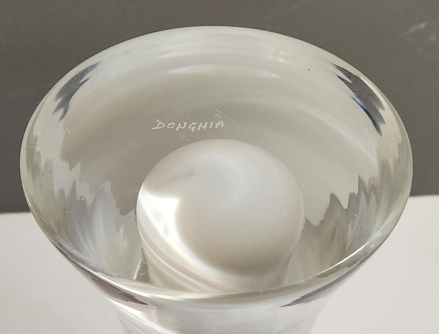 Italian DONGHIA SEGUSO Mid Century Modern Murano White Opaline Art Glass Trumpet Vase 18" x 8.5"