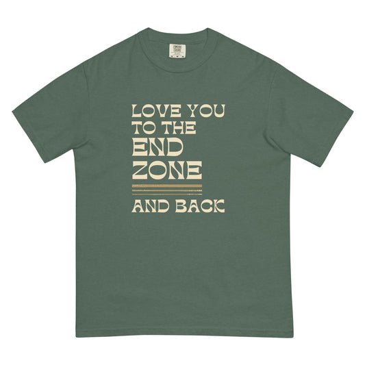 Football Love You to the End Zone and Back Relaxed Fit Garment-dyed Heavyweight Unisex T-shirt