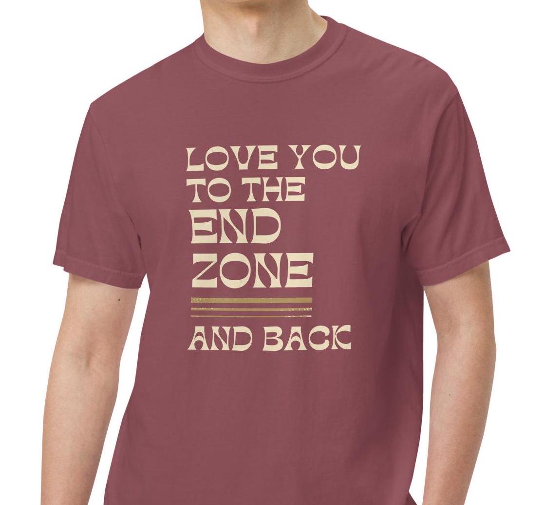 Football Love You to the End Zone and Back Relaxed Fit Garment-dyed Heavyweight Unisex T-shirt