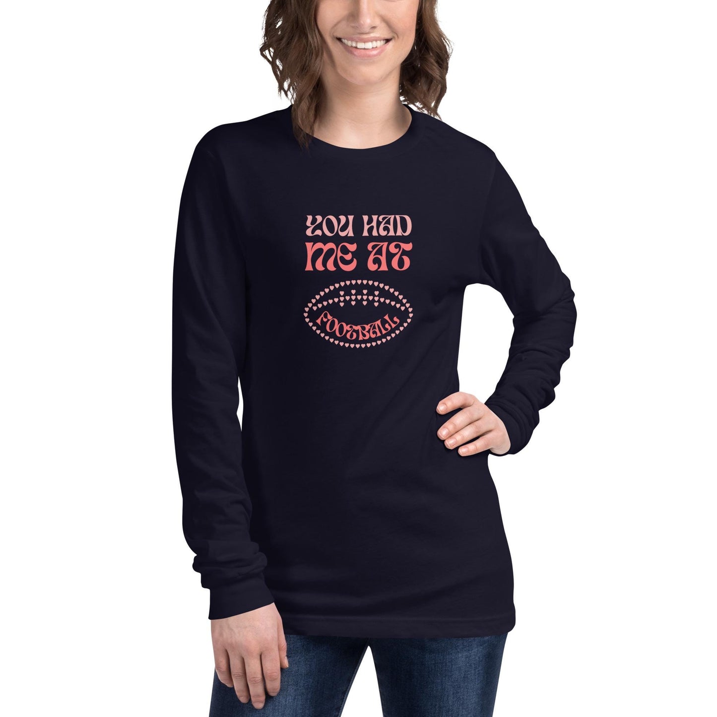 You Had Me at Football Unisex Long Sleeve Tee Reg, Big + Plus Size
