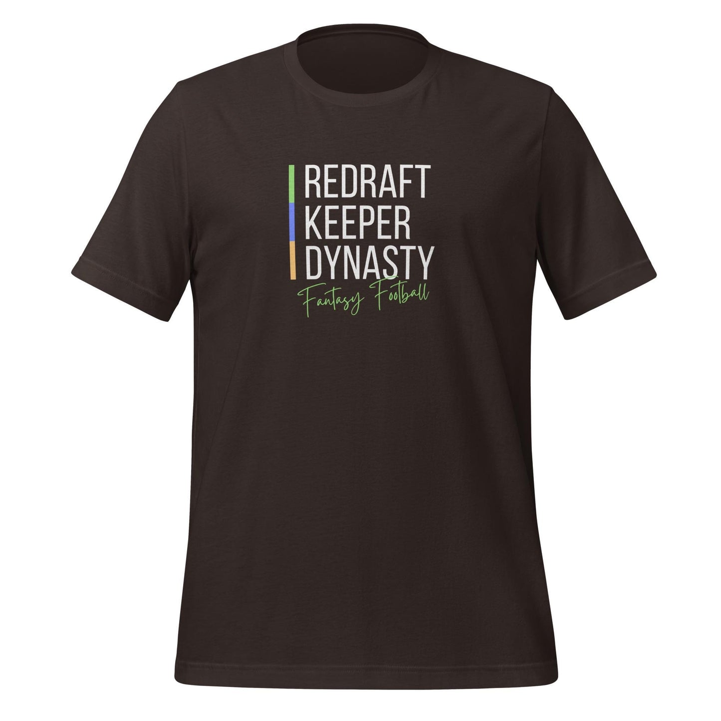 Redraft • Keeper • Dynasty Fantasy Football Unisex T-shirt Reg, Big + Plus Sizes