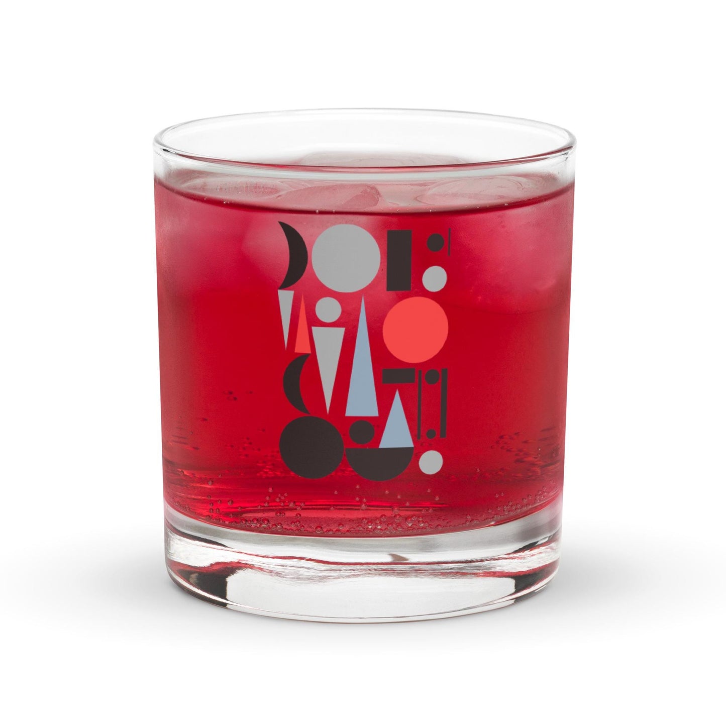 Geometric Cubist Pattern Retro Mid-Century Rocks Whiskey Cocktail Drinking Glass Tumbler