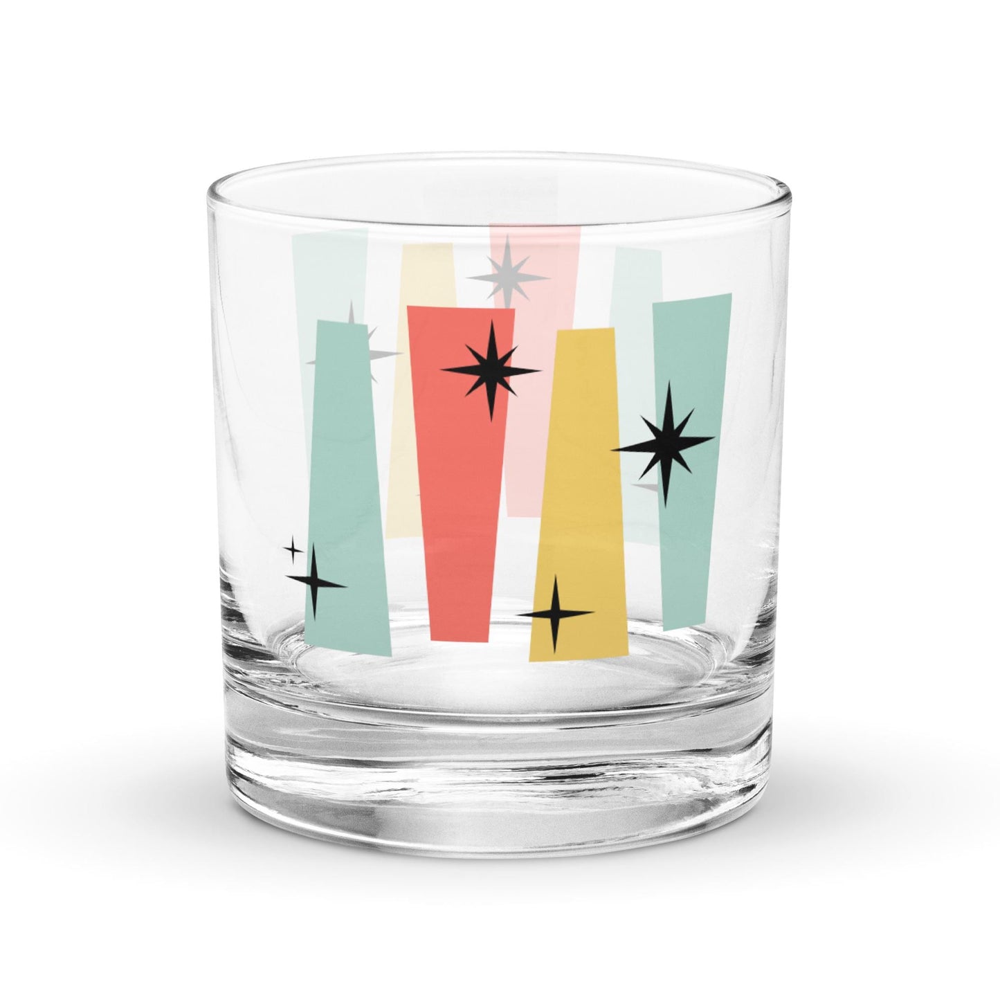 Mid Century Modern Retro Style Sputnik Rocks Whiskey Cocktail Drinking Glass Tumbler