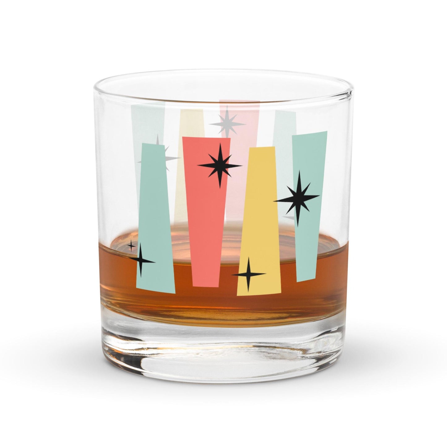 Mid Century Modern Retro Style Sputnik Rocks Whiskey Cocktail Drinking Glass Tumbler