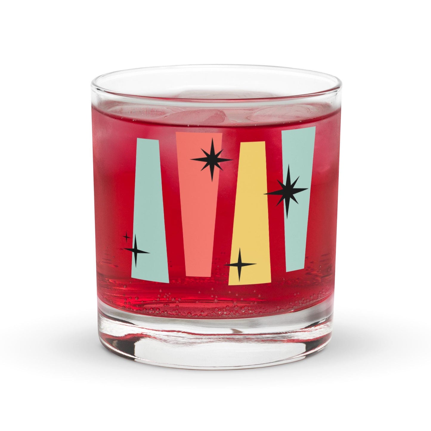 Mid Century Modern Retro Style Sputnik Rocks Whiskey Cocktail Drinking Glass Tumbler