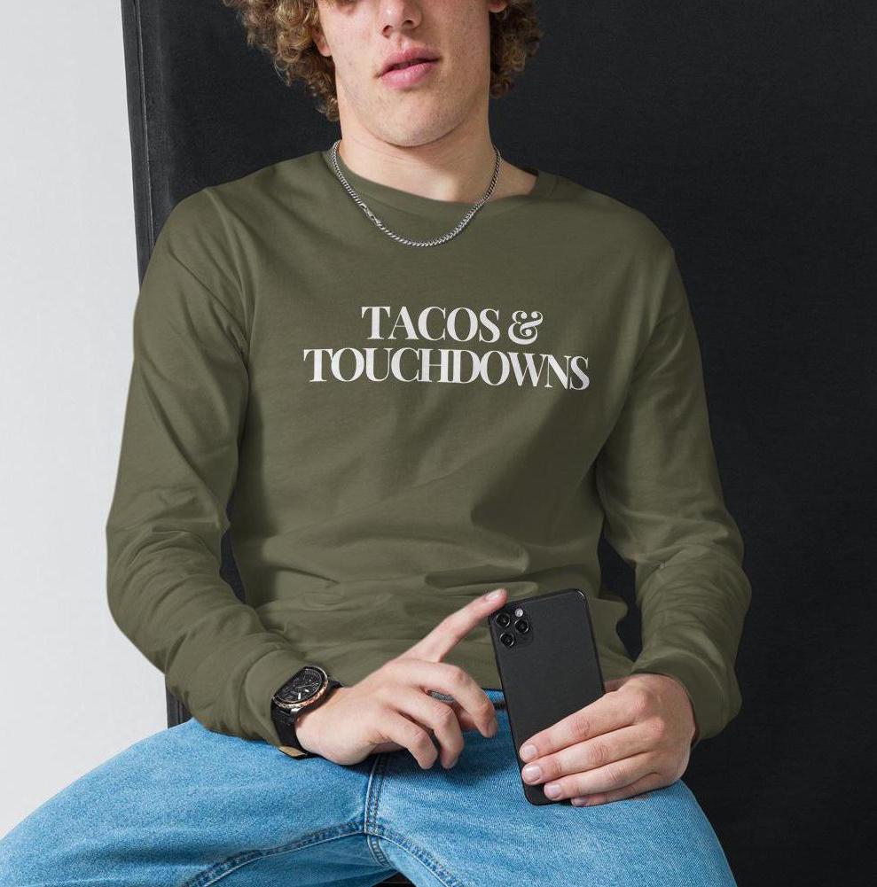 Tacos and Touchdowns Football Long Sleeve Unisex T-Shirt