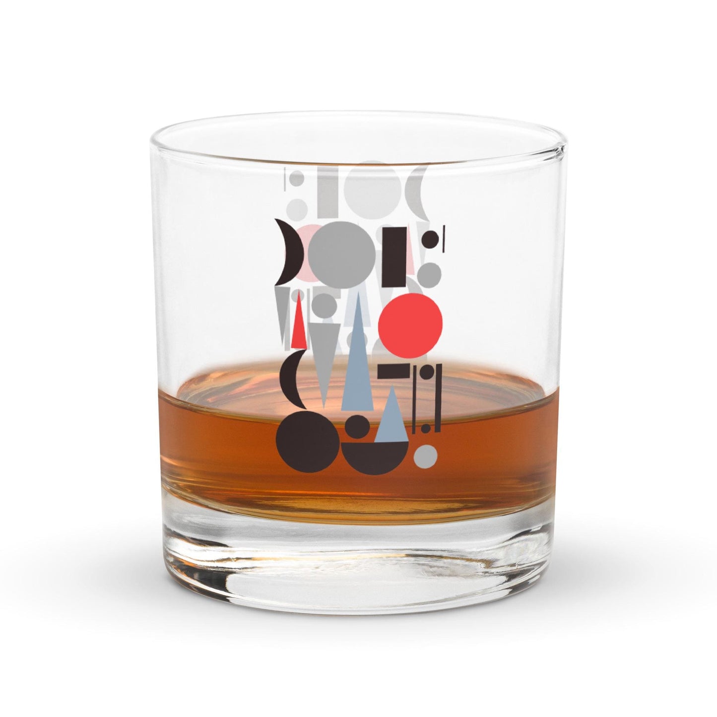 Geometric Cubist Pattern Retro Mid-Century Rocks Whiskey Cocktail Drinking Glass Tumbler