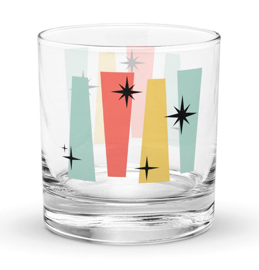 Mid Century Modern Retro Style Sputnik Rocks Whiskey Cocktail Drinking Glass Tumbler