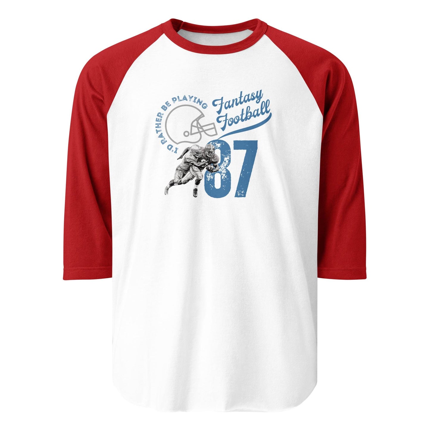 I'd Rather Be Playing Fantasy Football Funny Retro 3/4 Sleeve Raglan Shirt