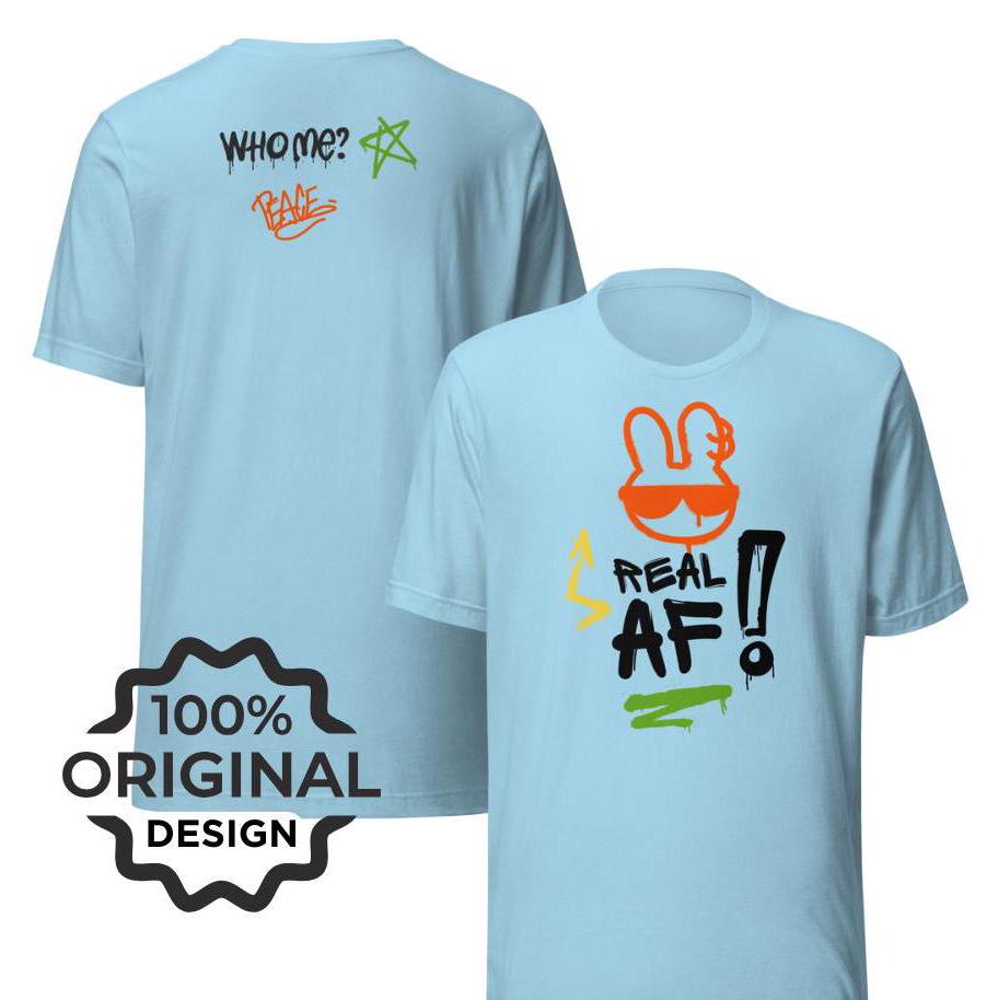 Real AF Printed Front & Back Street Art Urban Graffiti Streetwear Unisex T-shirt