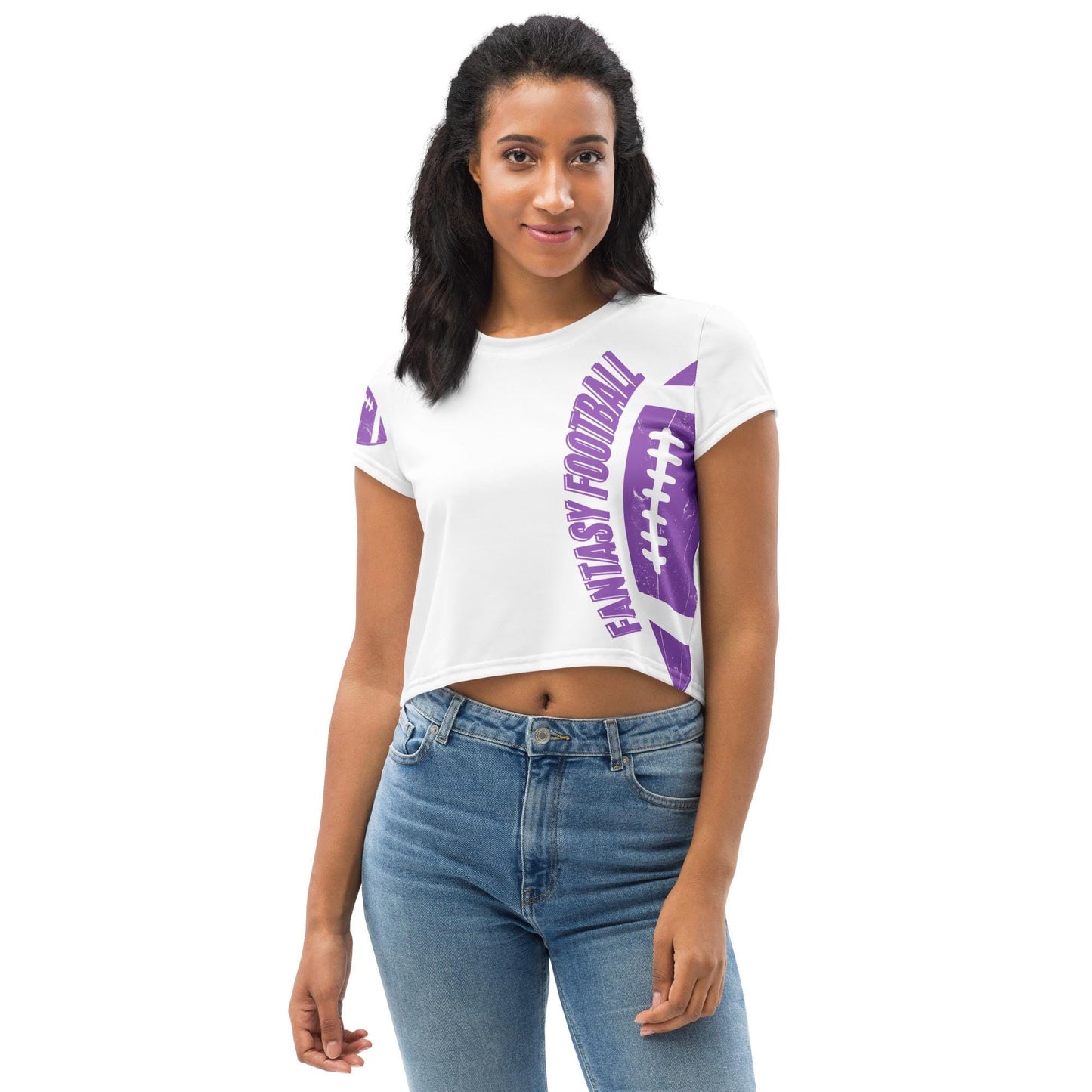 Fantasy Football Novelty Crop Tee All-Over Print T-Shirt - Original Design