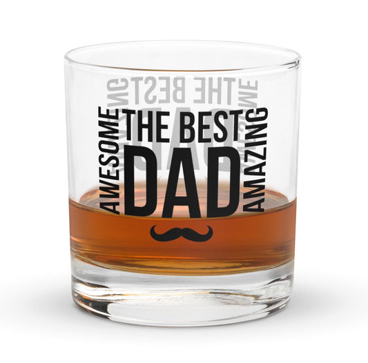 Best Dad - Awesome Amazing - Father's Day, Birthday Rocks Whiskey Cocktail Glass Tumbler