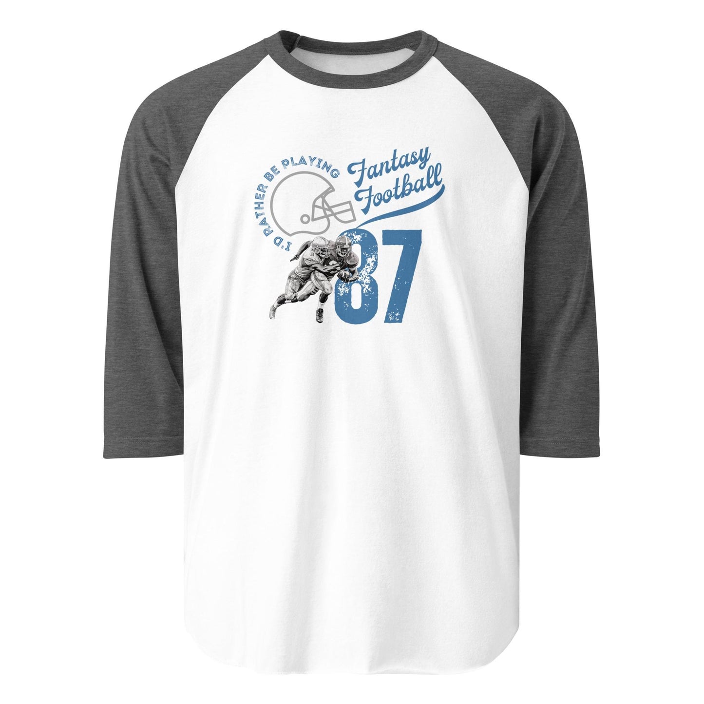 I'd Rather Be Playing Fantasy Football Funny Retro 3/4 Sleeve Raglan Shirt