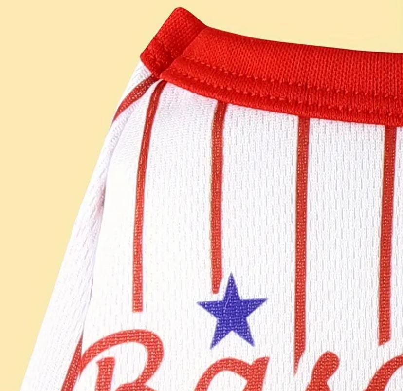 American Baseball Striped Sporty Mesh Dog Pet Jersey Vest Top