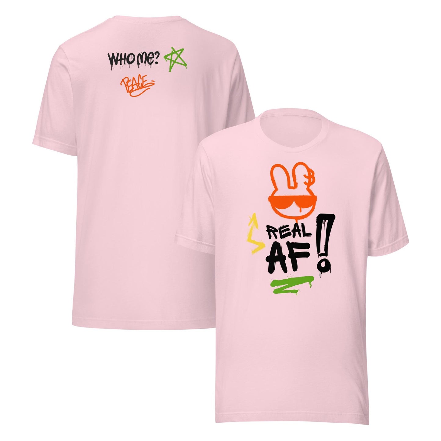 Real AF Printed Front & Back Street Art Urban Graffiti Streetwear Unisex T-shirt