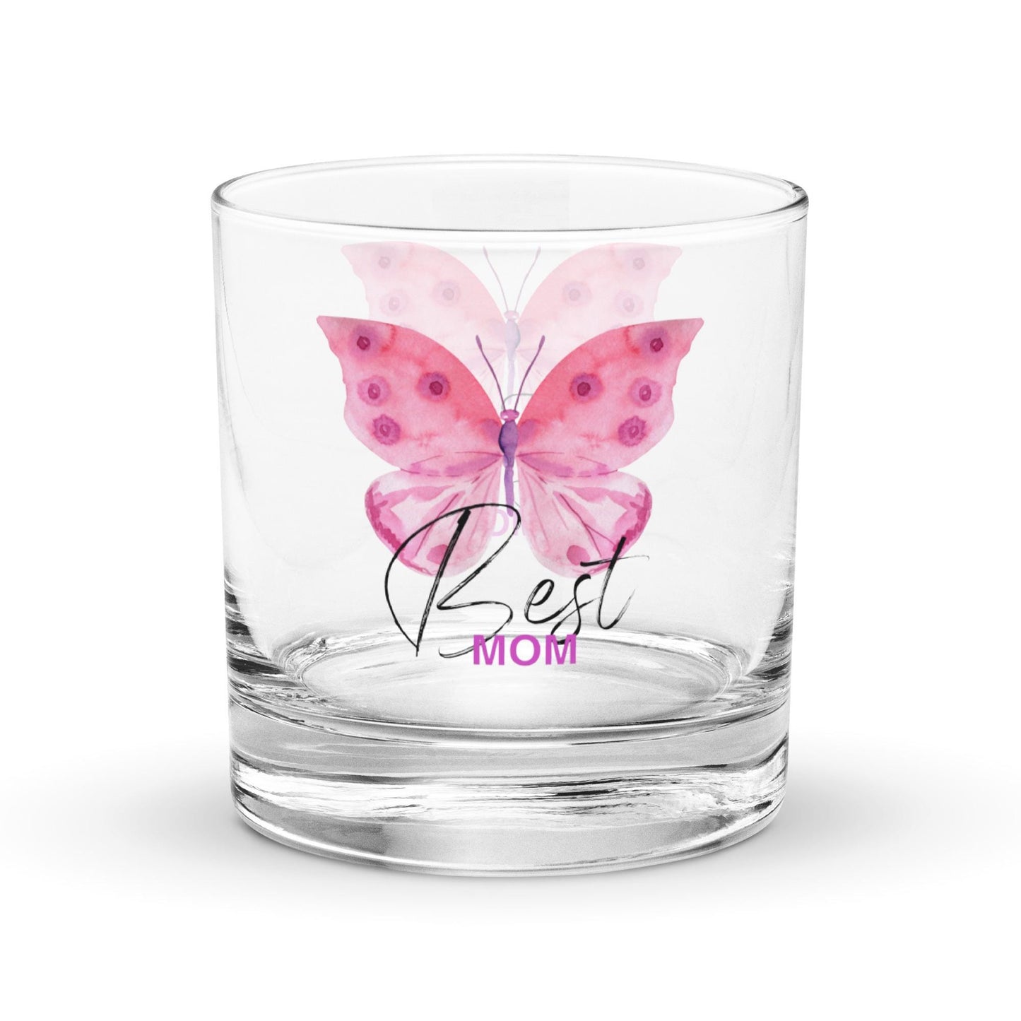 Best Mom - Butterfly Birthday, Mothers Day Rocks Cocktail Drinking Glass Tumbler