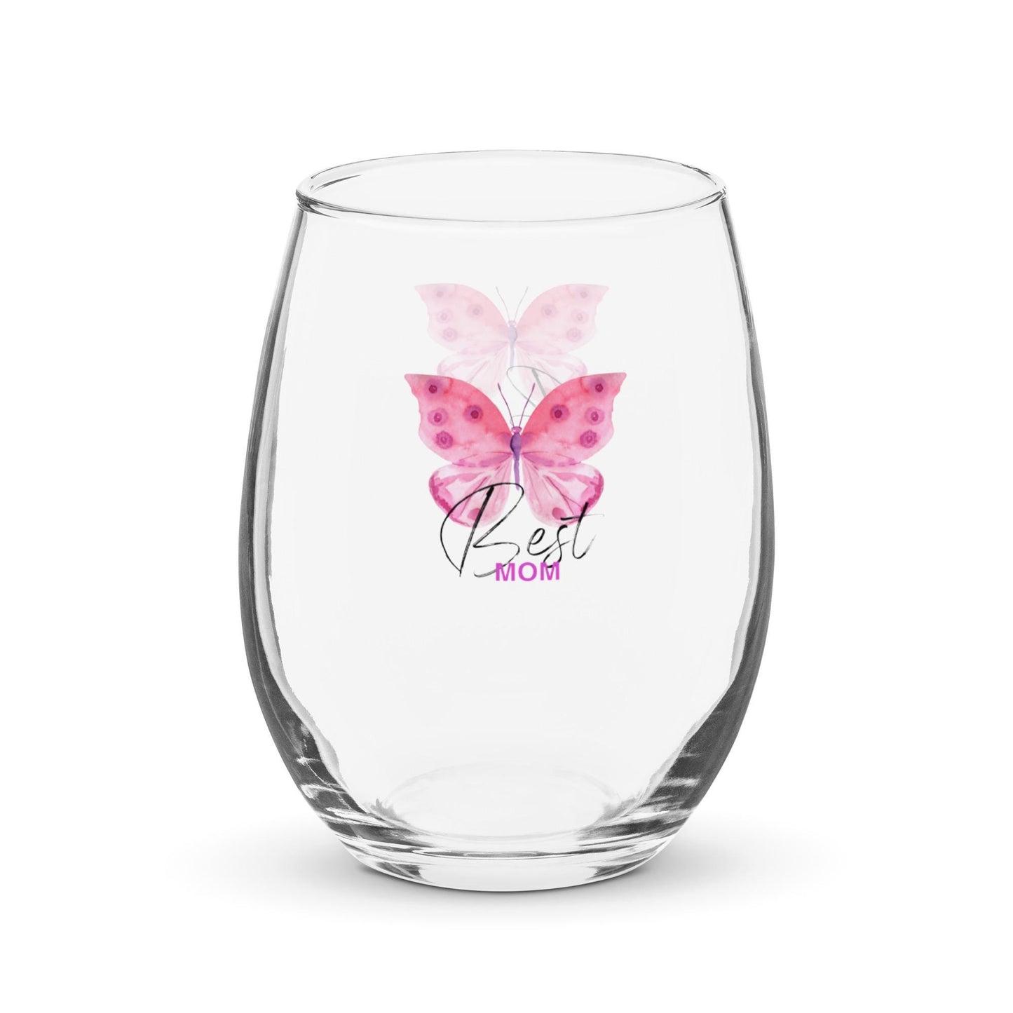 Best Mom - Butterfly Mothers Day, Birthday Stemless Wine Cocktail Drinking Glass