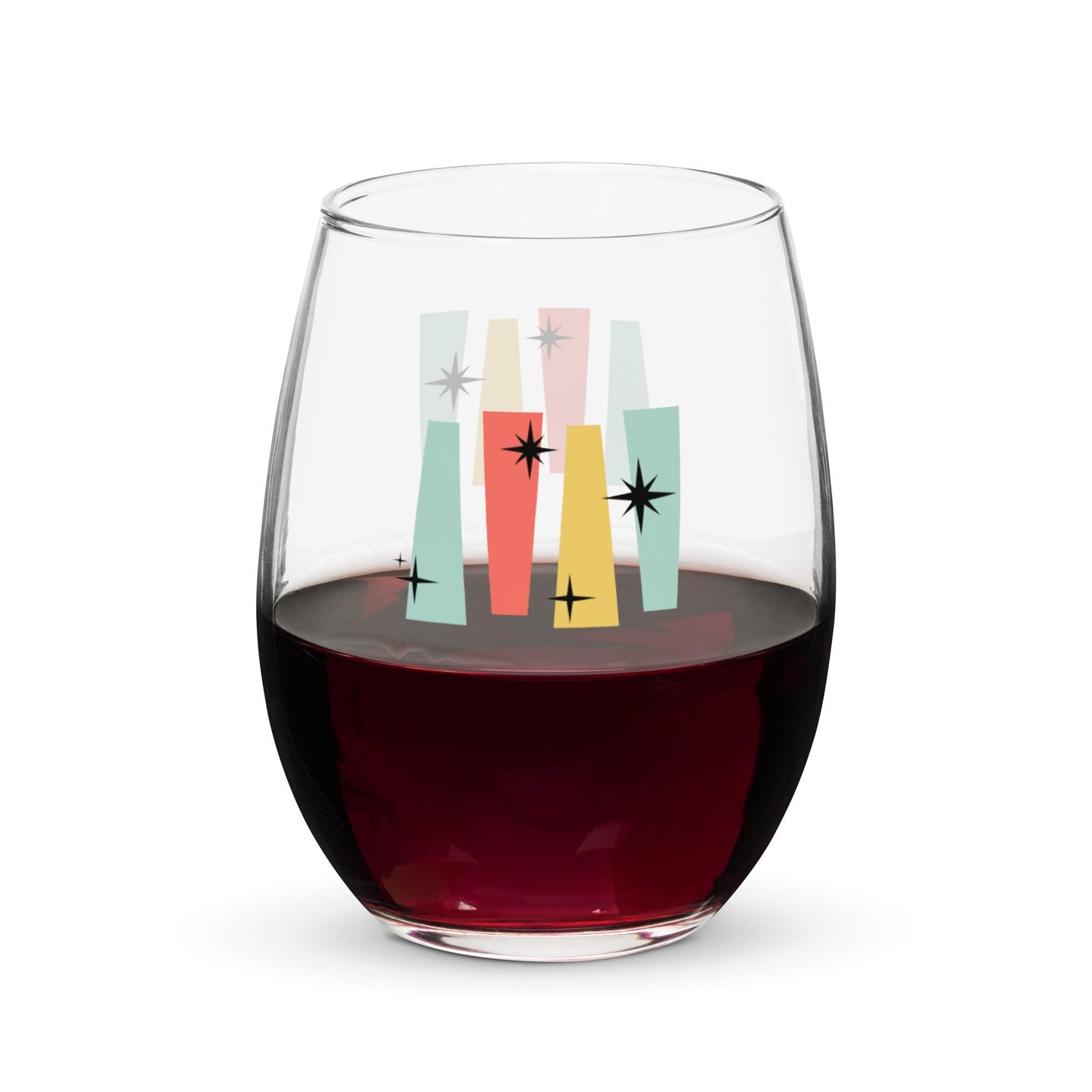 Mid Century Modern Retro Style Sputnik Stemless Wine Cocktail Drinking Glass