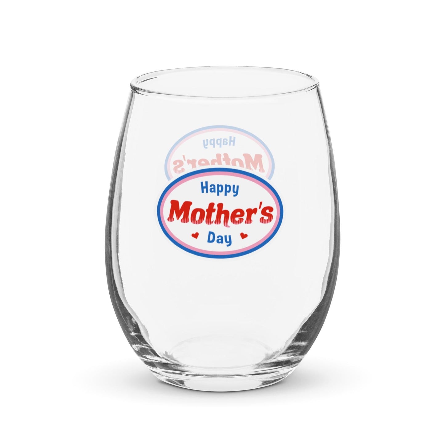 Happy Mothers Day - Retro Mid Century Style Stemless Wine Cocktail Drinking Glass - gift for Mom