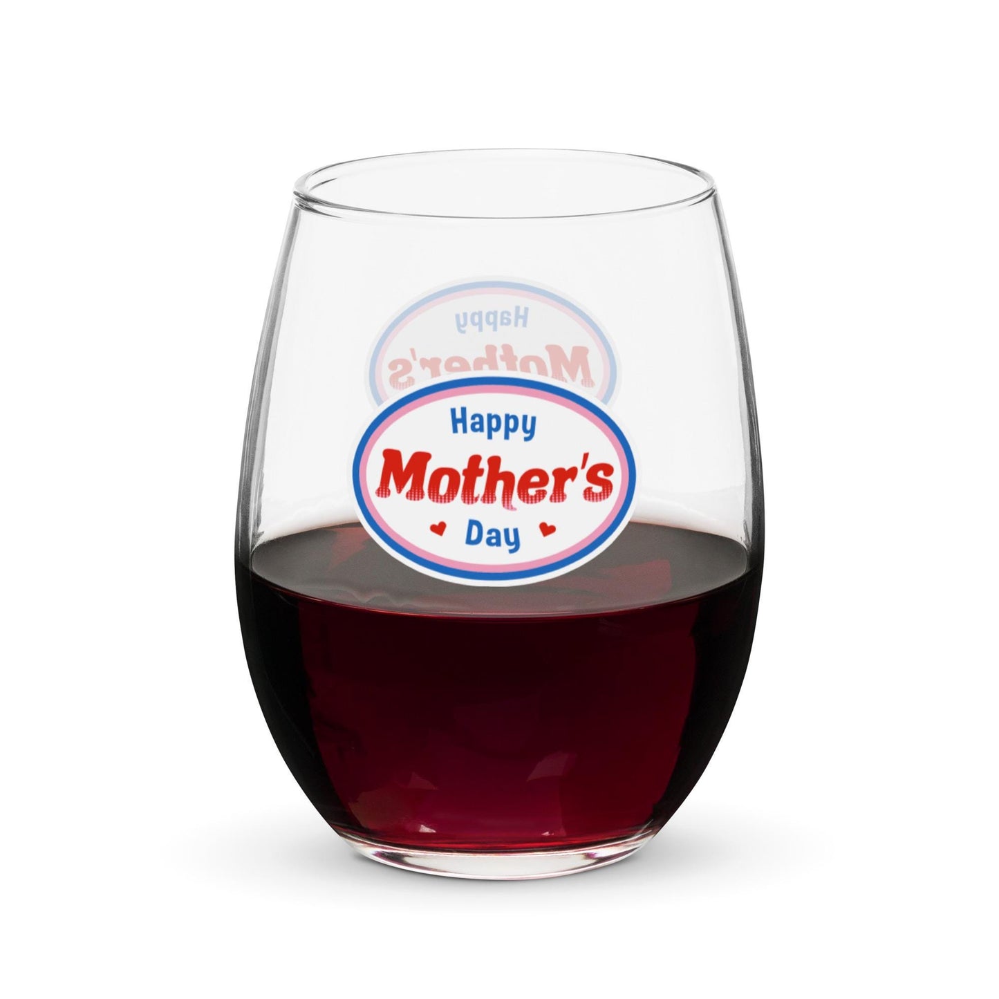 Happy Mothers Day - Retro Mid Century Style Stemless Wine Cocktail Drinking Glass - gift for Mom