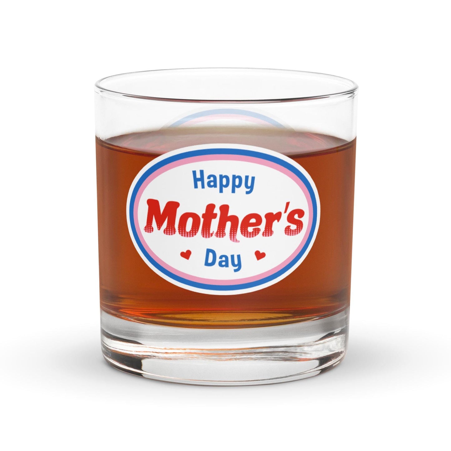 Happy Mothers Day - Retro Mid Century Modern Style Rocks Cocktail Whiskey Drinking Glass - Gift for Mom