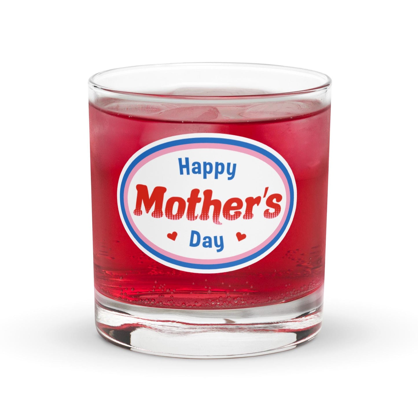 Happy Mothers Day - Retro Mid Century Modern Style Rocks Cocktail Whiskey Drinking Glass - Gift for Mom