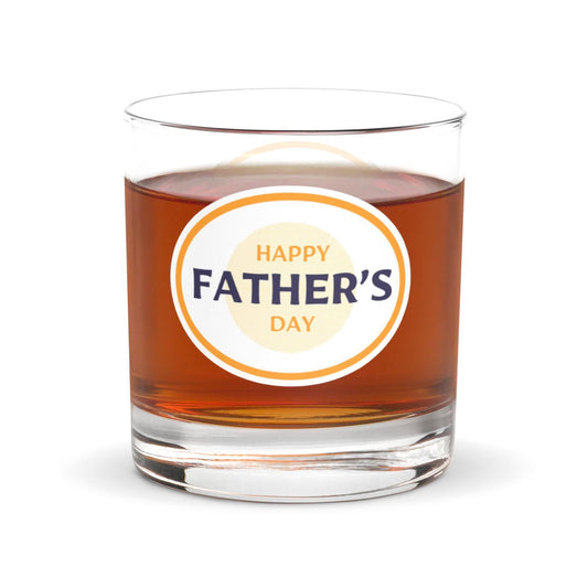 Happy Fathers Day Retro Mid Century Style Rocks Whiskey Cocktail Drinking Glass - Gift for Dad