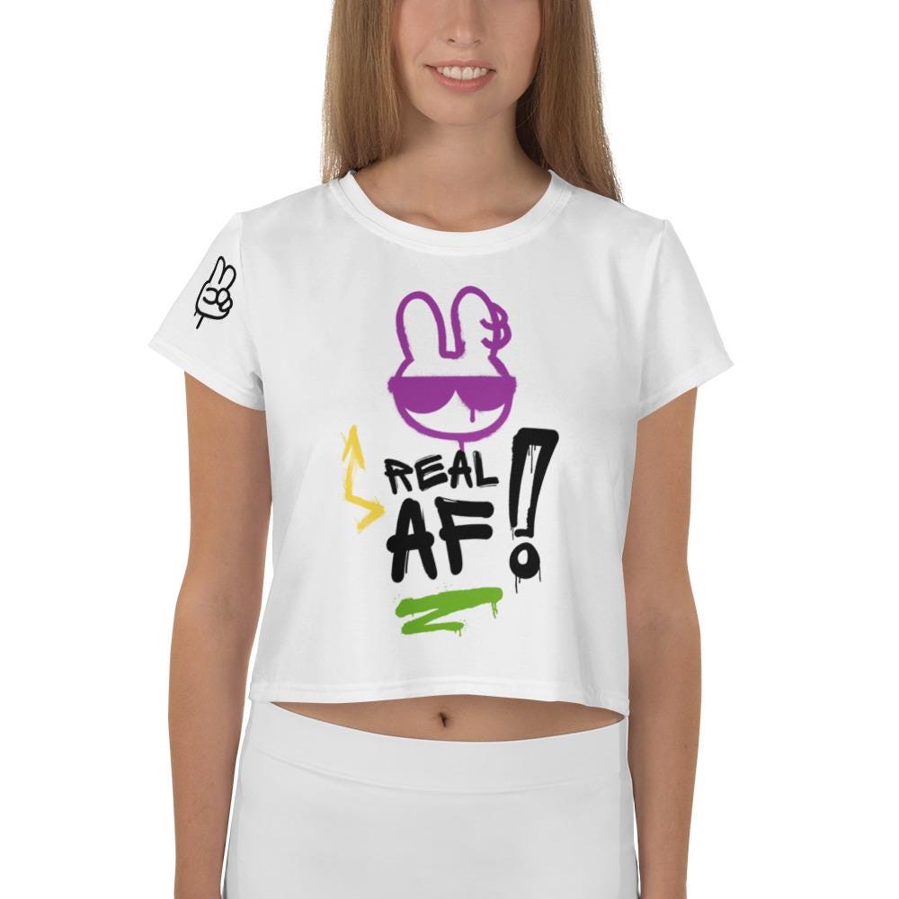 Real AF - All-Over Print - Original Design Street Art Urban Graffiti Streetwear Crop Tee