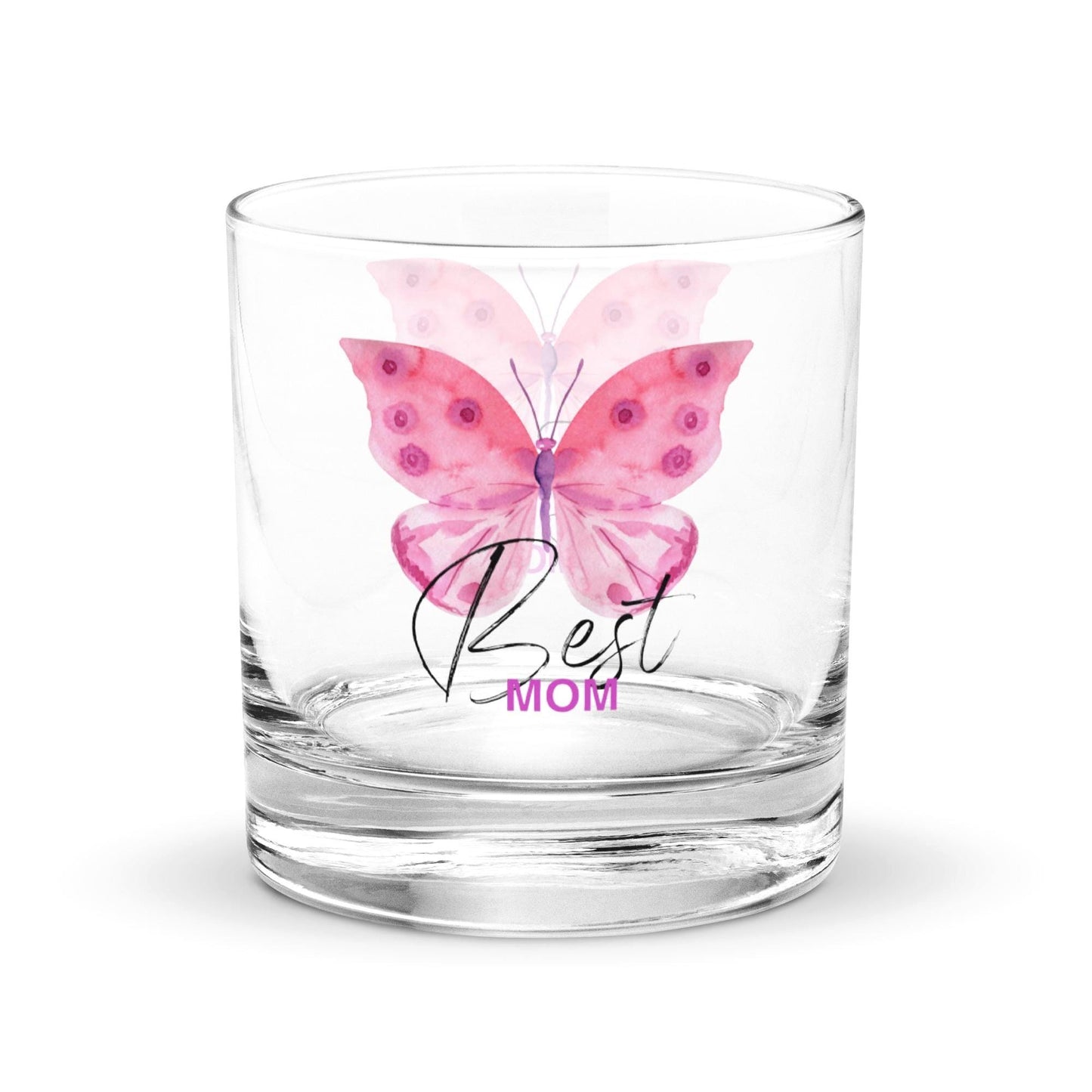 Best Mom - Butterfly Birthday, Mothers Day Rocks Cocktail Drinking Glass Tumbler