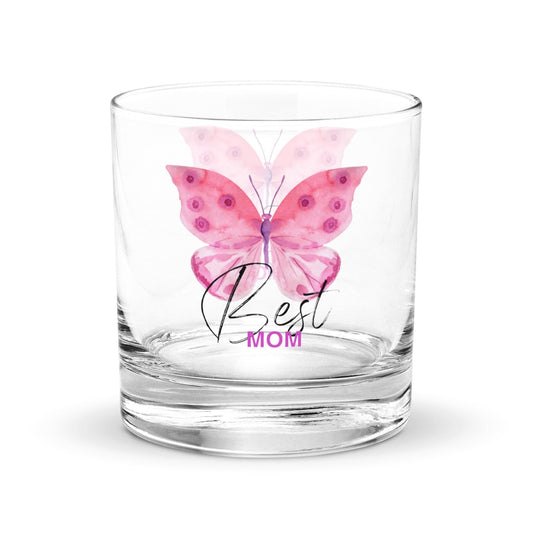 Best Mom - Butterfly Birthday, Mothers Day Rocks Cocktail Drinking Glass Tumbler