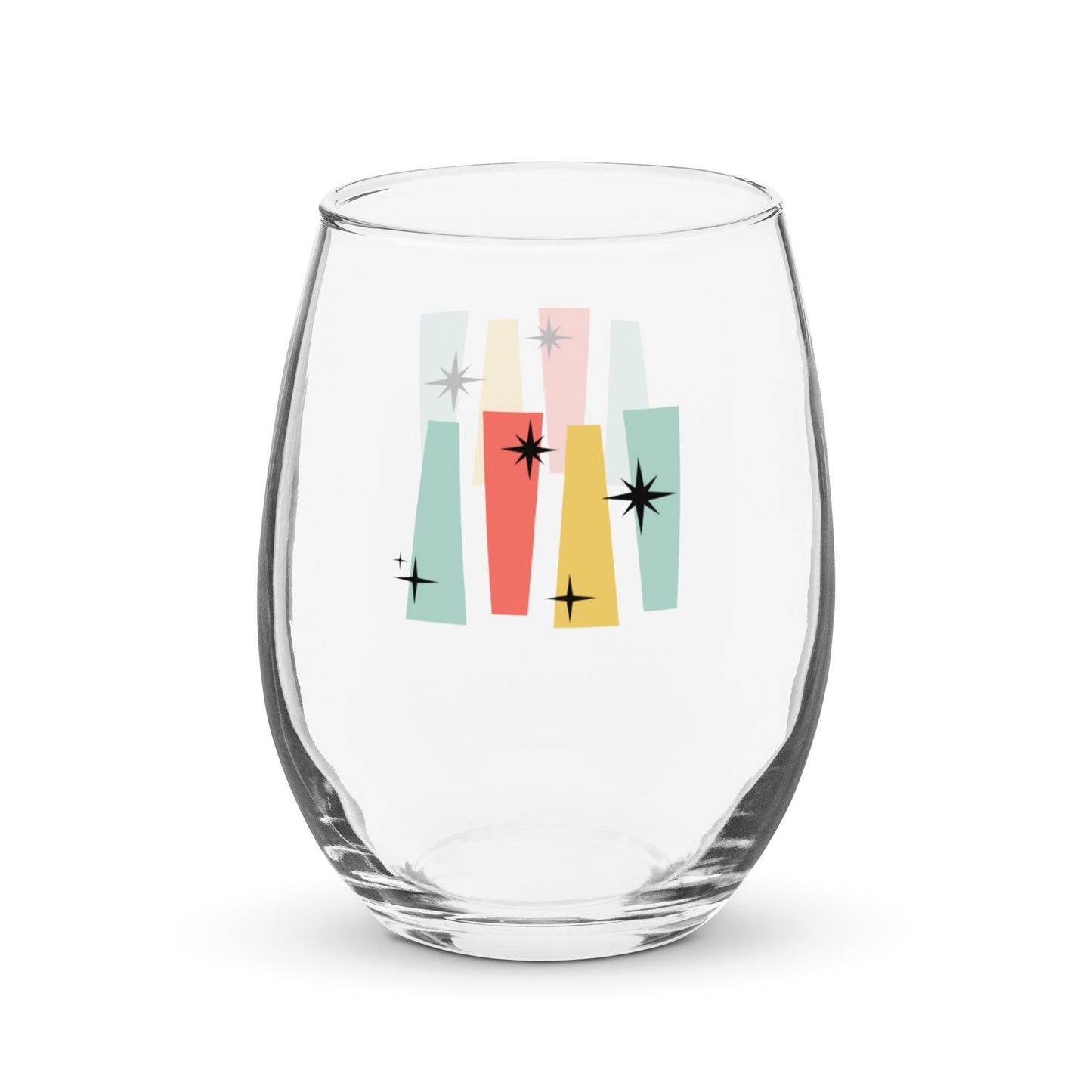 Mid Century Modern Retro Style Sputnik Stemless Wine Cocktail Drinking Glass