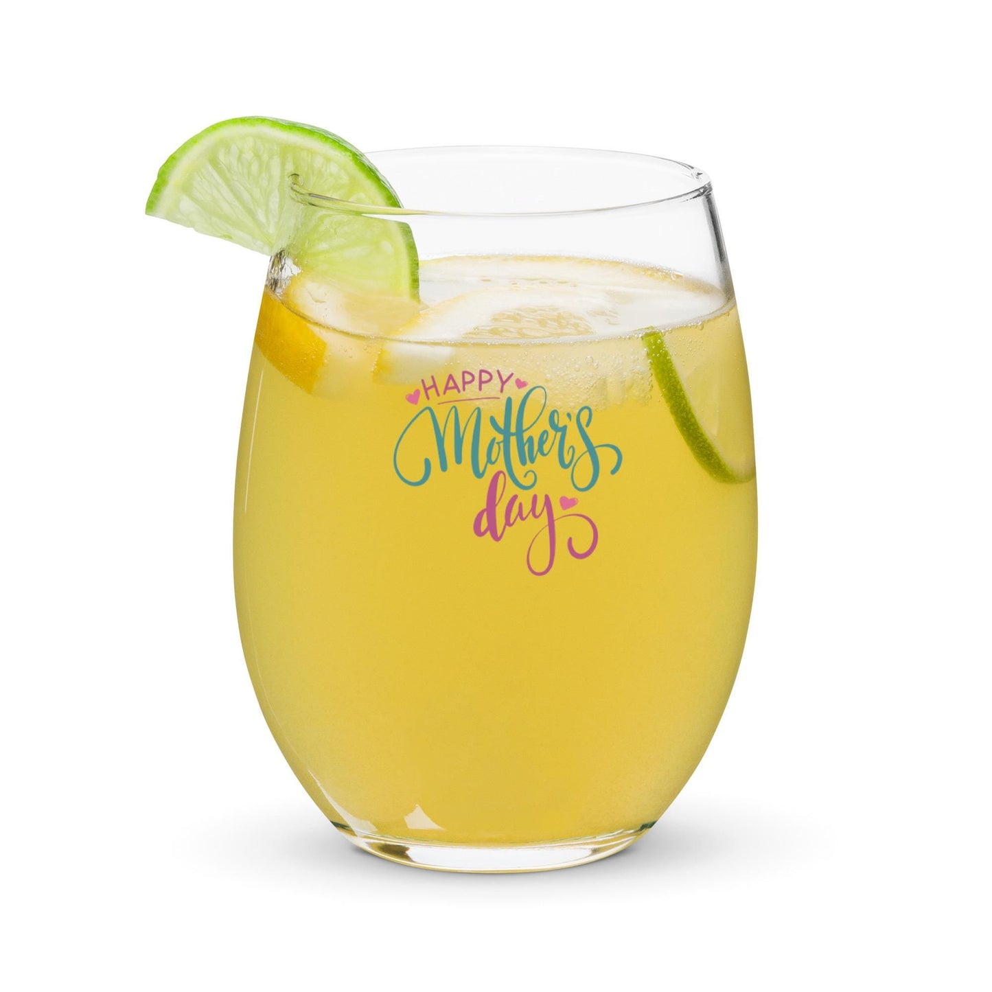 Happy Mothers Day Stemless Wine Drinking Cocktail Glass - Gift for Mom