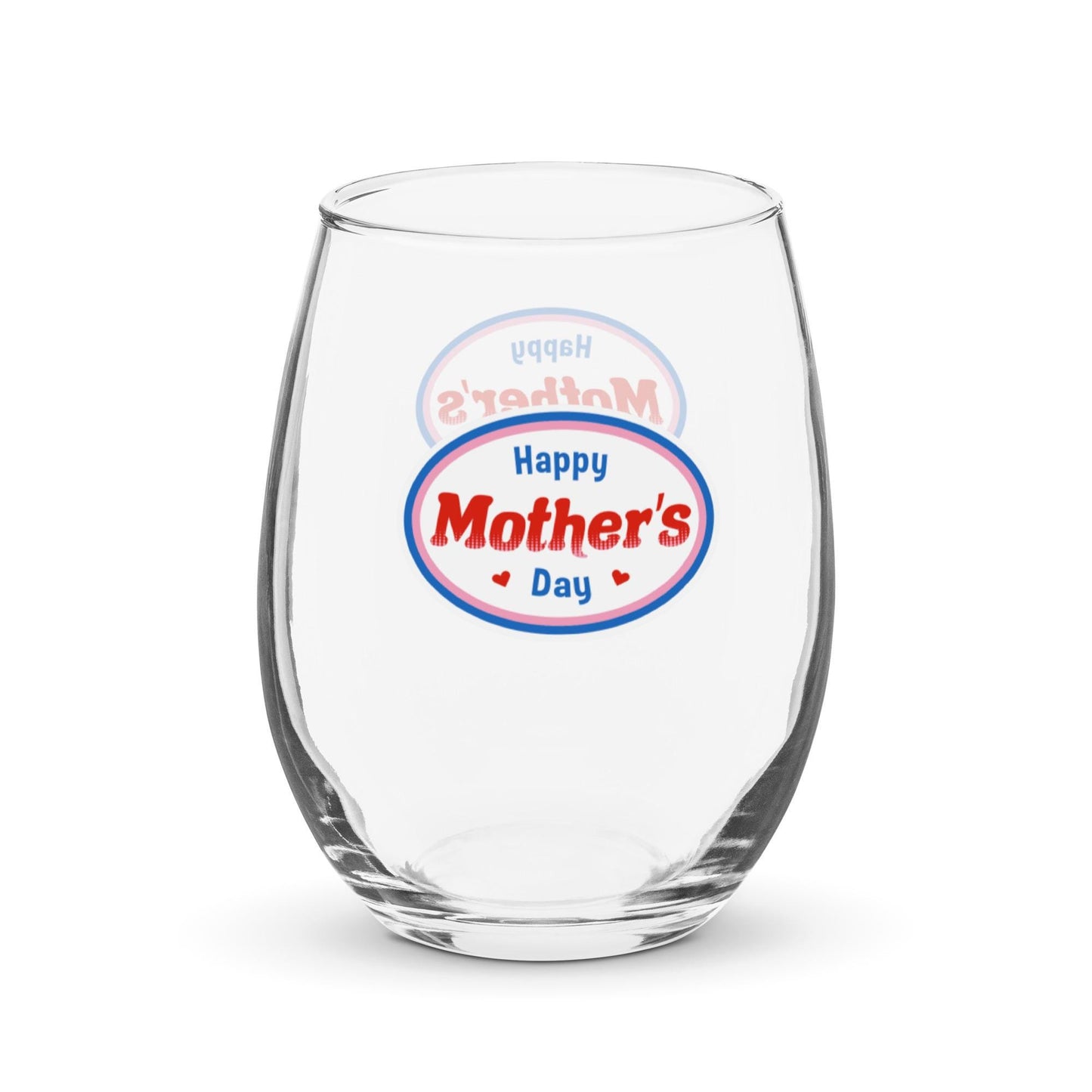 Happy Mothers Day - Retro Mid Century Style Stemless Wine Cocktail Drinking Glass - gift for Mom
