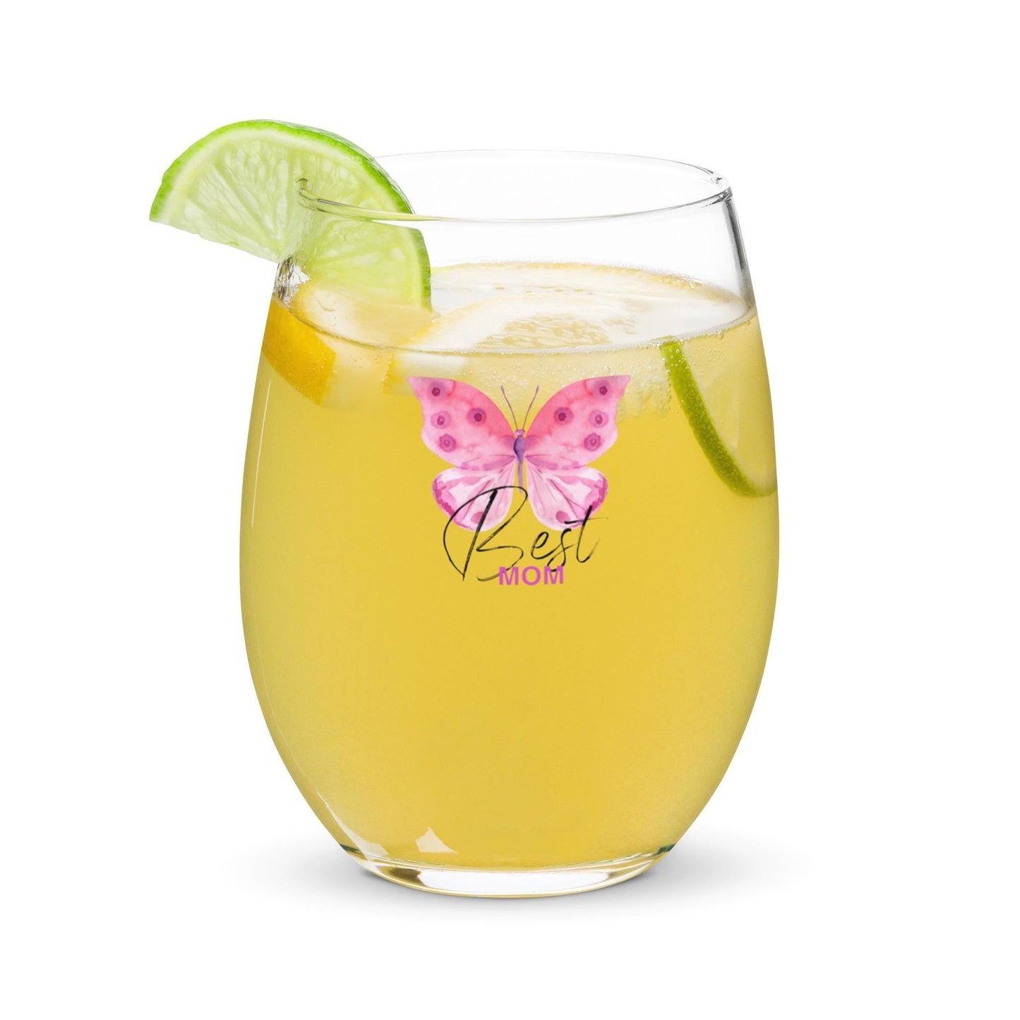 Best Mom - Butterfly Mothers Day, Birthday Stemless Wine Cocktail Drinking Glass