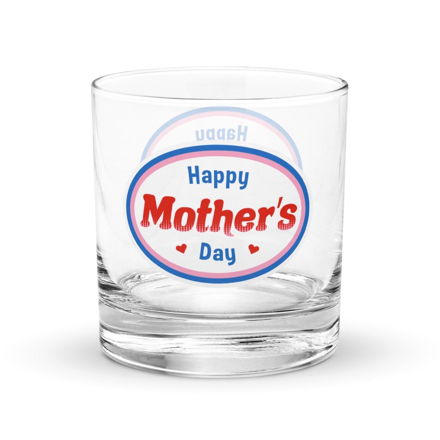 Happy Mothers Day - Retro Mid Century Modern Style Rocks Cocktail Whiskey Drinking Glass - Gift for Mom