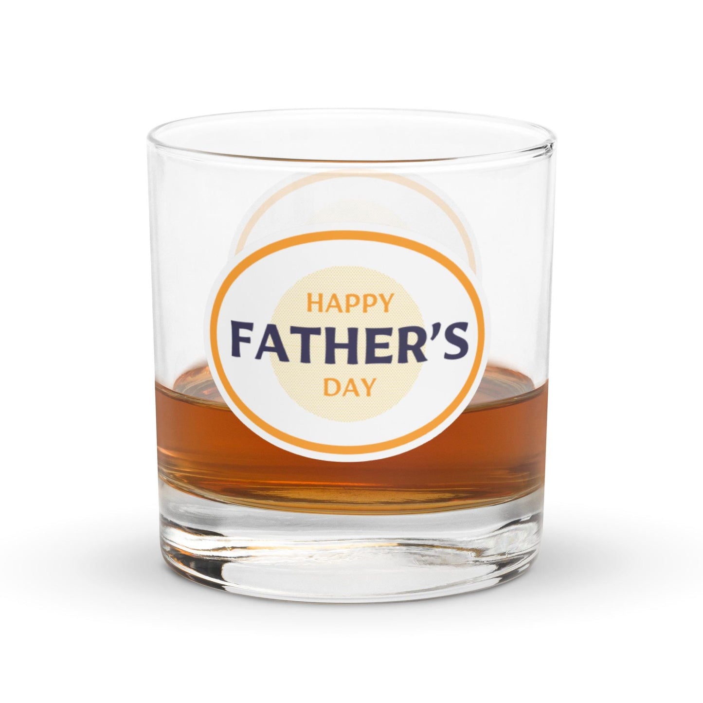 Happy Fathers Day Retro Mid Century Style Rocks Whiskey Cocktail Drinking Glass - Gift for Dad