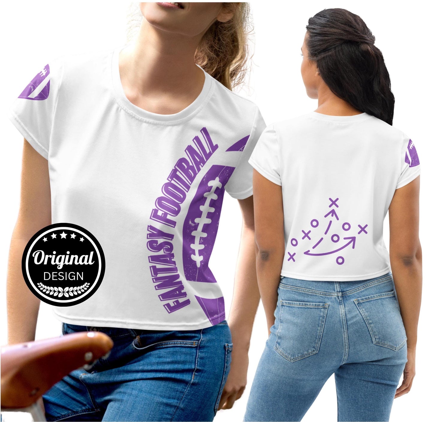 Fantasy Football Novelty Crop Tee All-Over Print T-Shirt - Original Design