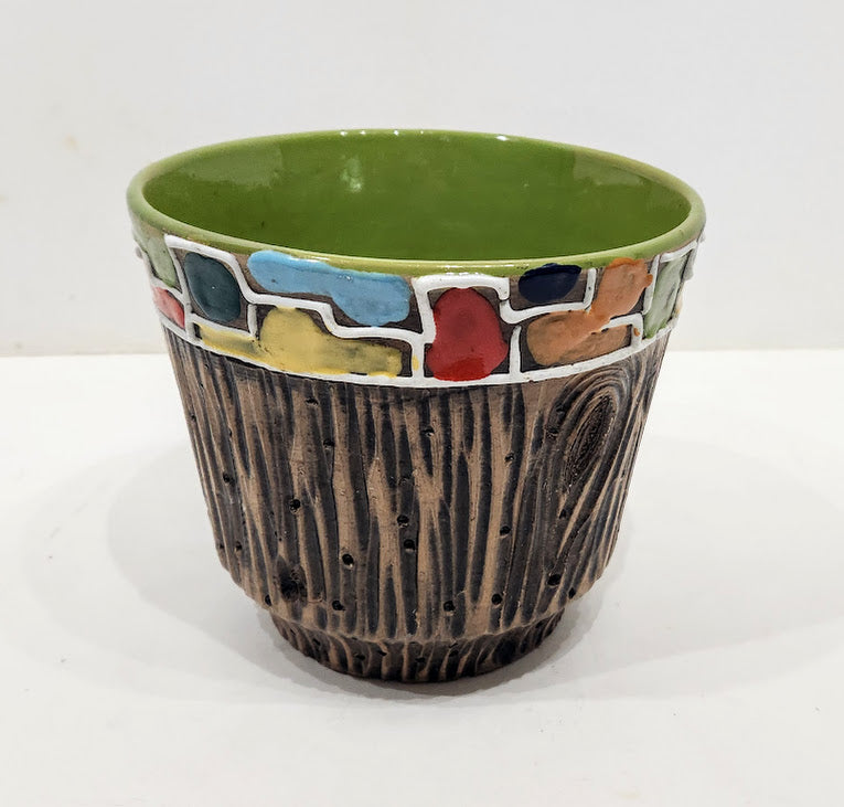 Mid Century Fratelli Bitossi Italian "Bark" MCM Pottery Vase & Planter Bowl Pot