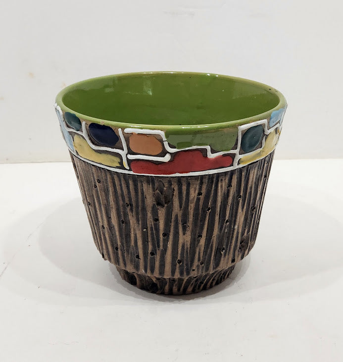 Mid Century Fratelli Bitossi Italian "Bark" MCM Pottery Vase & Planter Bowl Pot