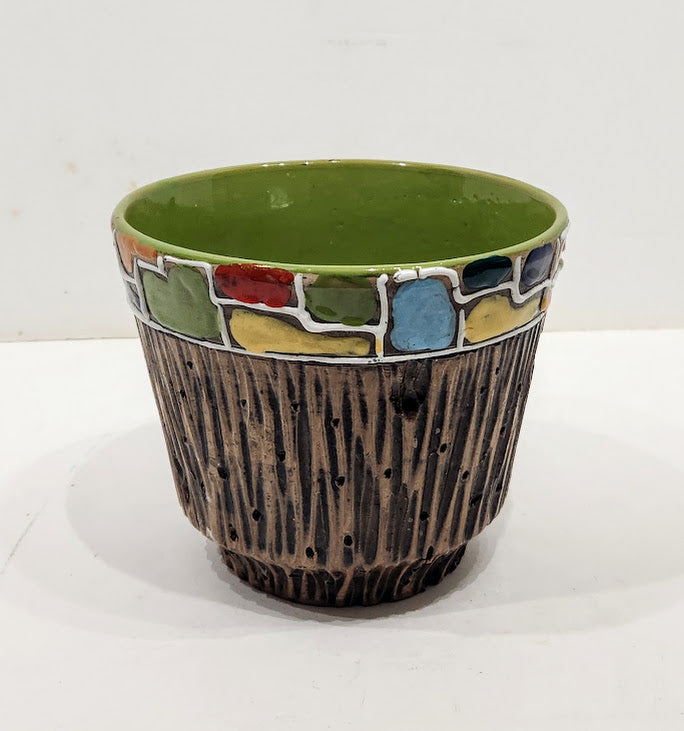 Mid Century Fratelli Bitossi Italian "Bark" MCM Pottery Vase & Planter Bowl Pot