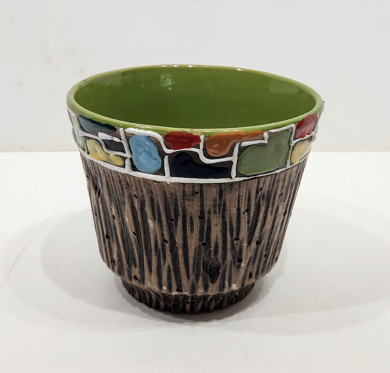 Mid Century Fratelli Bitossi Italian "Bark" MCM Pottery Vase & Planter Bowl Pot